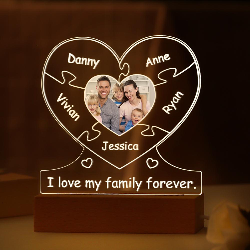 Custom Family Photo Light Named Puzzle Lamp Gifts for DAD Mom Personalised Night Light