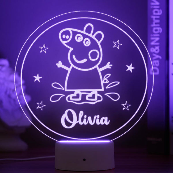 Custom Peppa Pig LED Night Light Personalised New Born Baby Gift Nursery Decor Child Birthday Xmas Gift