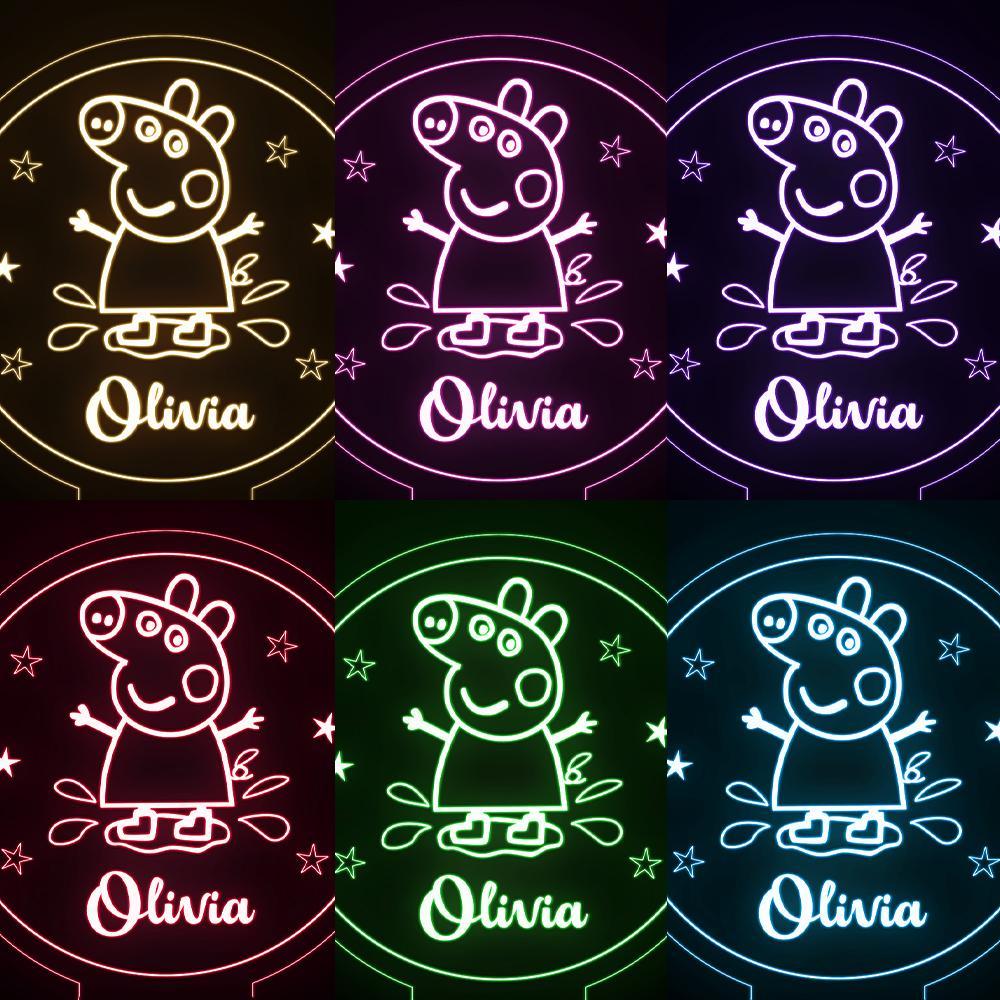 Custom Peppa Pig LED Night Light Personalised New Born Baby Gift Nursery Decor Child Birthday Xmas Gift