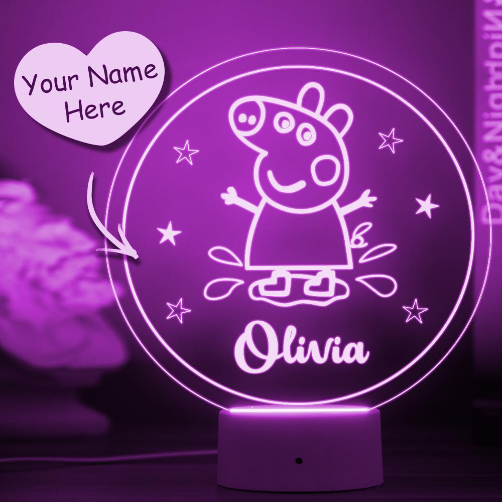 Custom LED Peppa Pig LED 3D Lampm Custom Night Light Birthday Gift Personalised Gift Children Bedroom Decor