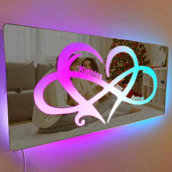 Personalized Name Infinity Love Mirror Light Couple Gift - photomoonlamp