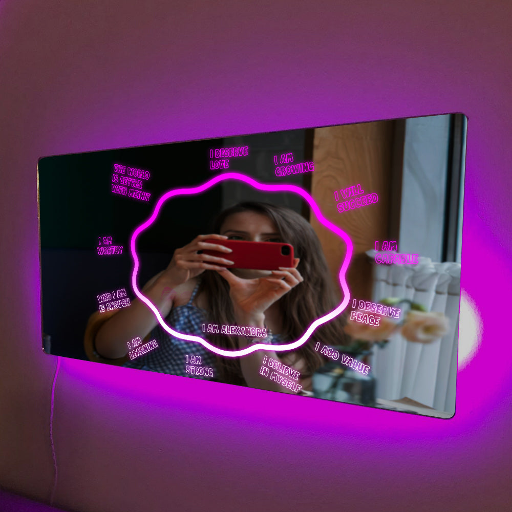 Personalized Affirmation Mirror Night Light Bedroom Decor