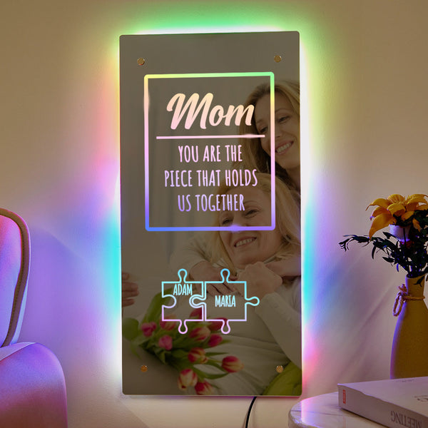 Personalized Name Mirror Light Mom Puzzle Family Gift - photomoonlampau
