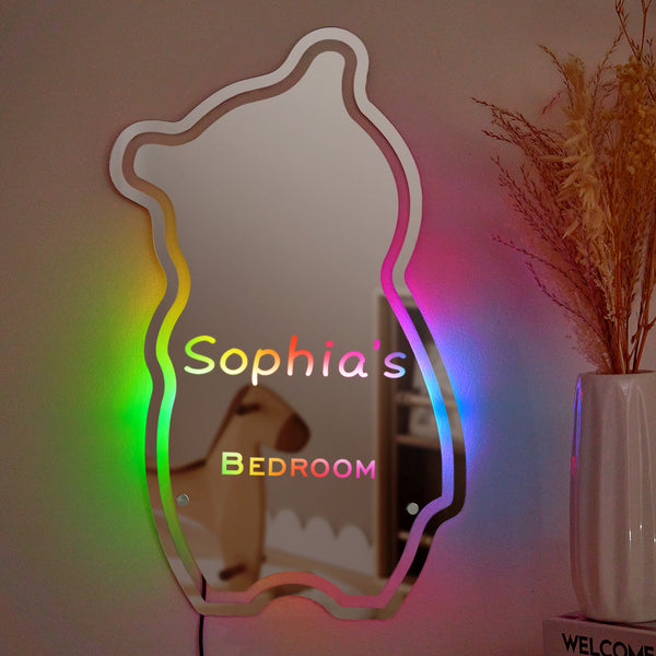 Custom Mirror Light Personalized Name Bear Children's Gift - photomoonlampau