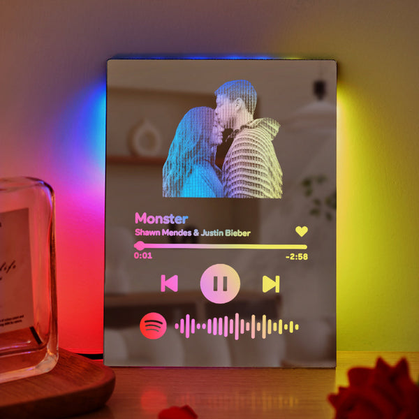 Custom Spotify Code Mirror Lamp Ornaments Gift for Couple - photomoonlampau