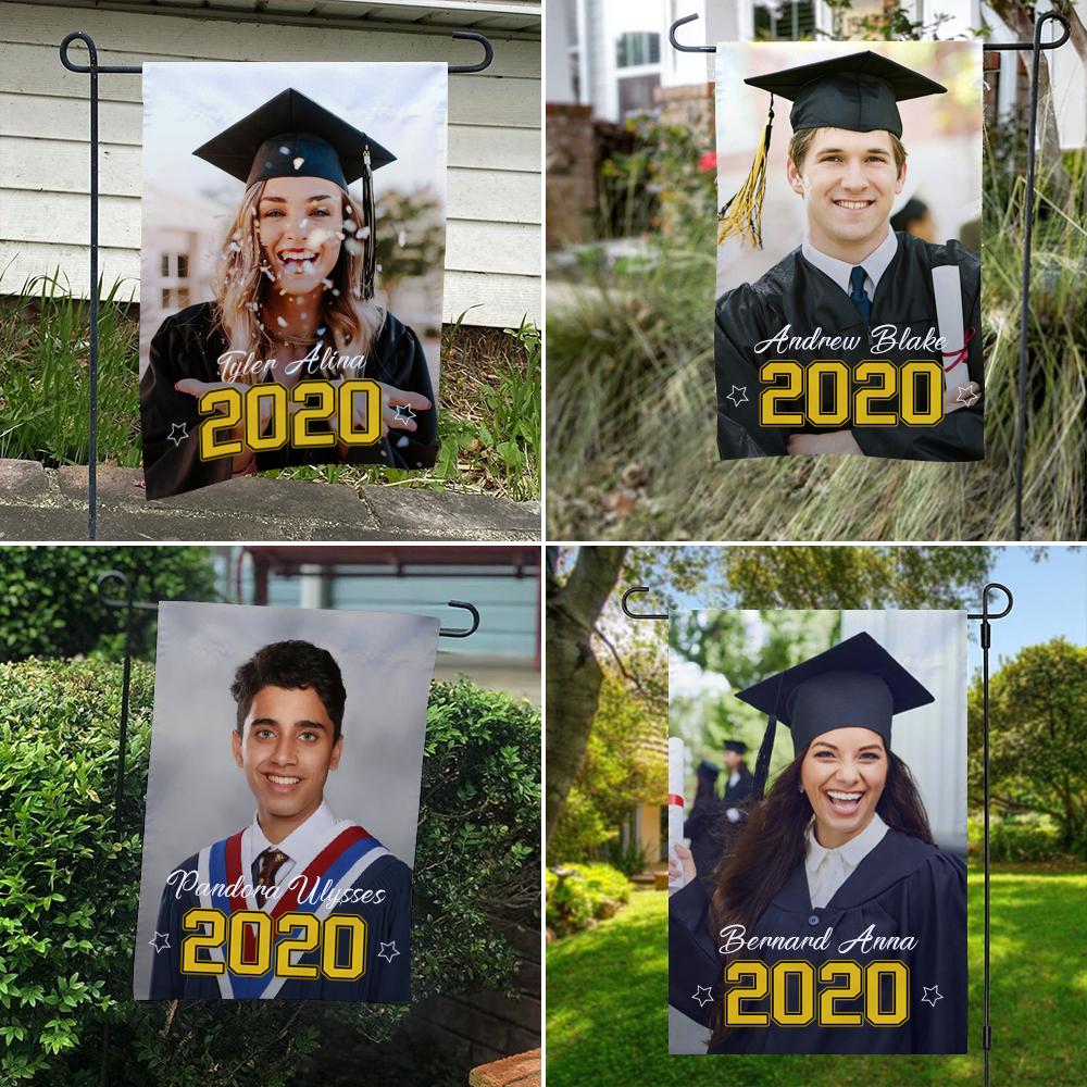 Custom Outdoor Graduation Photo With Your Name Garden Flag (12.5in x 18in)