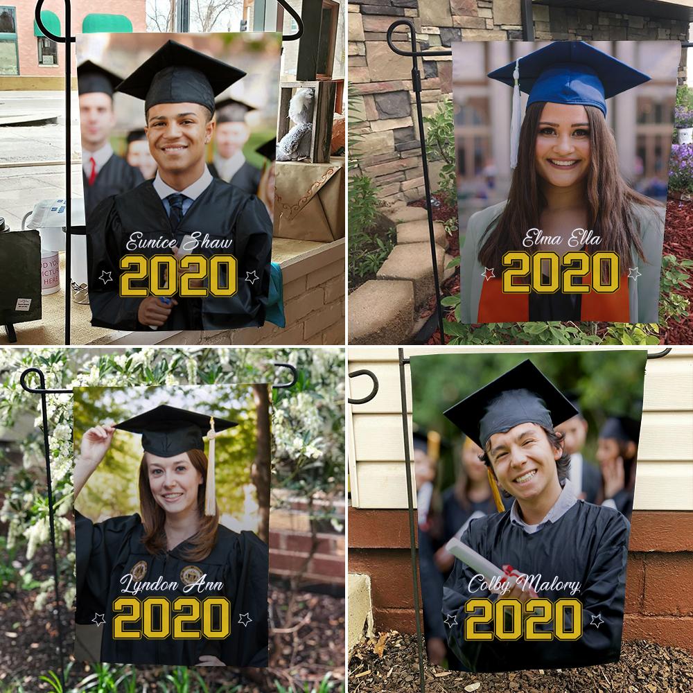 Custom Outdoor Graduation Photo With Your Name Garden Flag (12.5in x 18in)