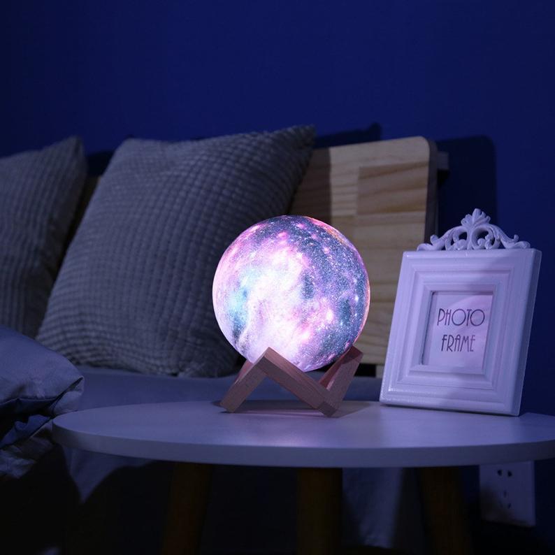 Creative Galaxy Lamp Moon Lamp 3D Printing Moon Light Colorful - Remote Control Sixteen Colors (10-20cm)