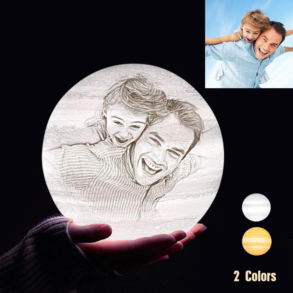 Custom 3D Printing Photo Jupiter Lamp With Your Text - For Family - Touch Two Colors(10cm-20cm)