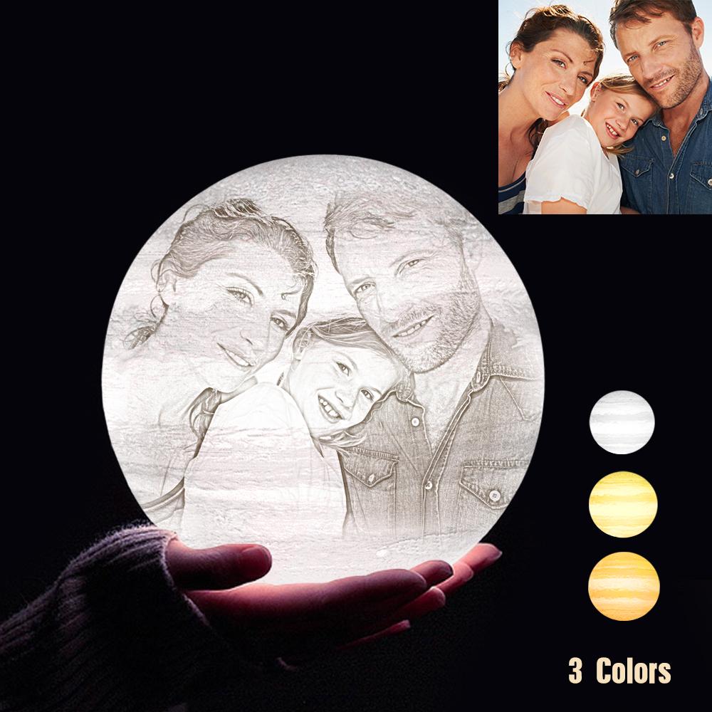 Custom 3D Printing Photo Jupiter Lamp With Your Text - For Family - Tap 3 Colors(10cm-20cm)