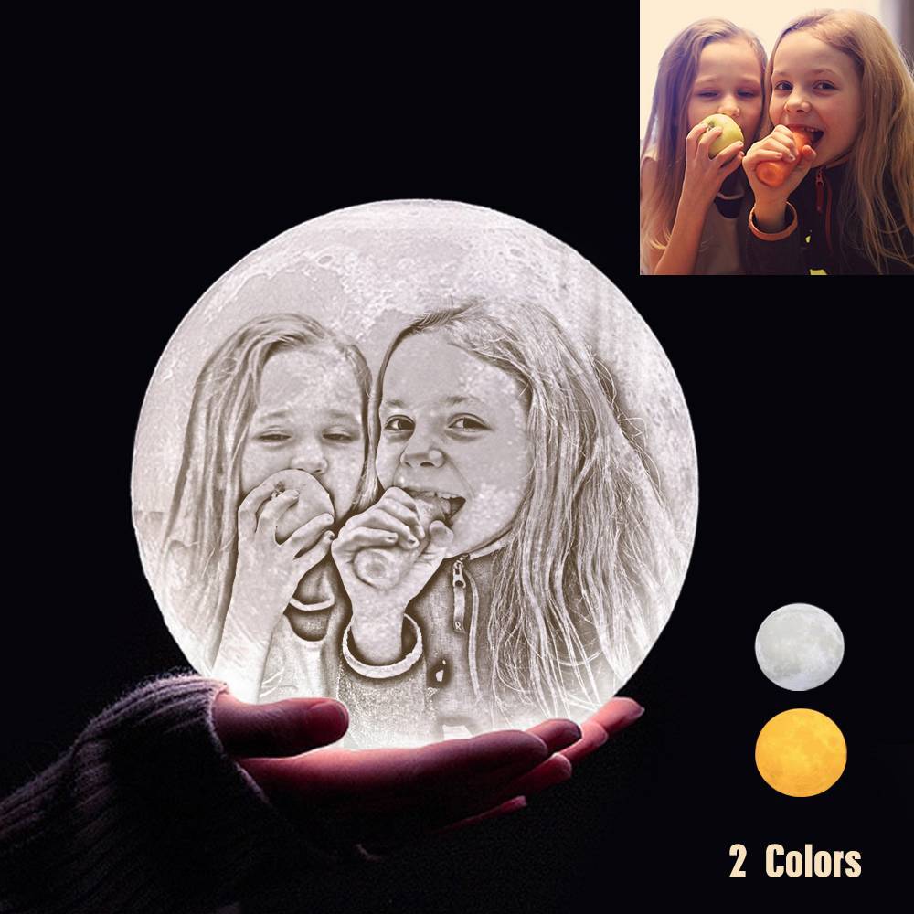 Custom 3D Printing Photo Moon Light With Your Text-For Baby-Touch Two Colors(10-20cm)