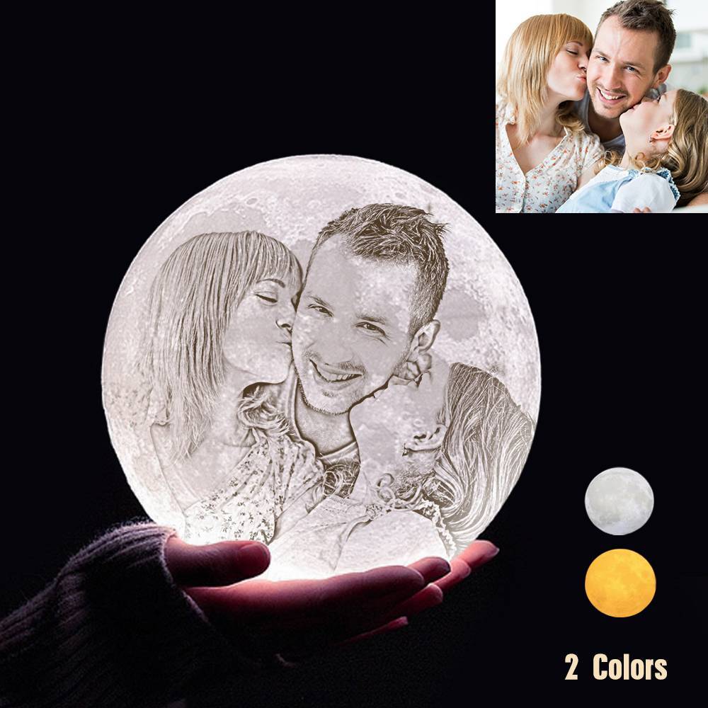 Custom 3D Printing Photo Moon Light With Your Text-For Family-Touch Two Colors(10-20cm)