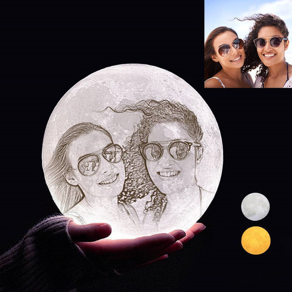 Custom 3D Printing Photo Moon Light With Your Text-For Friends-Touch Two Colors(10-20cm)