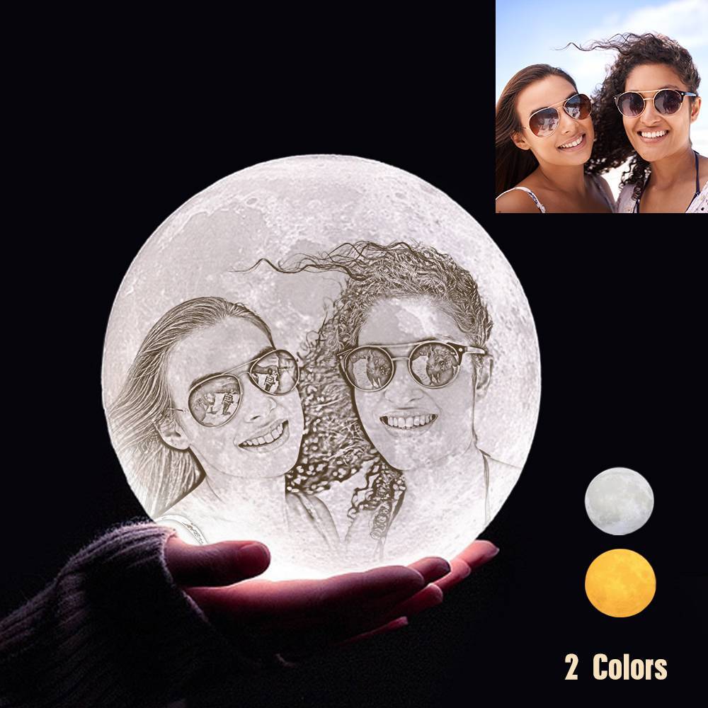 Custom 3D Printing Photo Moon Light With Your Text-For Friends-Touch Two Colors(10-20cm)