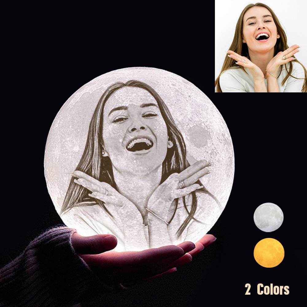 Custom 3D Printing Photo Moon Light With Your Text-For Lover-Touch Two Colors(10-20cm)