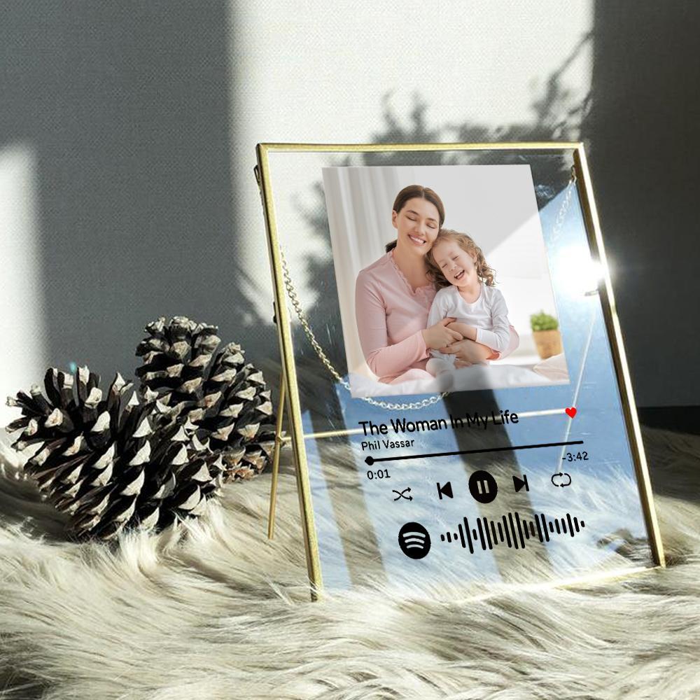 Personalised Spotify Code Music Plaque Glass Art Idea for Besties Spotify Plaque with Golden Frame